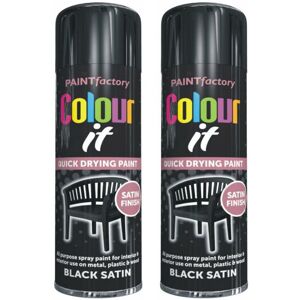 Rapide 2 x 250ML Black Satin Spray Paint Aerosol Ideal for Metal Wood Plastic Rapide 2 x 250ML Black Satin Spray Paint Aerosol Ideal for Metal Wood Plastic