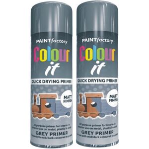 Rapide 2 x 250ML Grey Primer Spray Paint For Metal Wood Plastic Matt Finish Rapide 2 x 250ML Grey Primer Spray Paint For Metal Wood Plastic Matt Finish