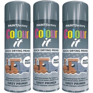 Rapide 3x250ML Grey Primer Spray Paint Can For Metal Wood Plastic Matt Finish Rapide 3x250ML Grey Primer Spray Paint Can For Metal Wood Plastic Matt Finish