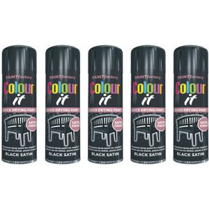 Rapide 5 X 250ML Black Satin Aerosol Spray Paint for Metal Wood & Plastic Rapide 5 X 250ML Black Satin Aerosol Spray Paint for Metal Wood & Plastic