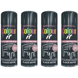 Rapide 4 x 250ml Black Satin Aerosol Spray Paint for Metal, Wood & Plastic - Quick-Dry, Rapide 4 x 250ml Black Satin Aerosol Spray Paint for Metal, Wood & Plastic - Quick-Dry,