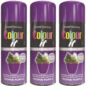 Rapide 3 x 400ml Proper Purple Gloss Spray Car Van Bike wood Plastic Metal Rapide 3 x 400ml Proper Purple Gloss Spray Car Van Bike wood Plastic Metal