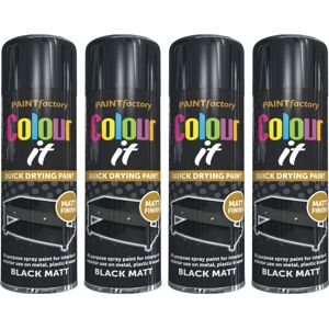 Rapide 4 x 250ml Black Spray Paint Matt finish Interior & Exterior Wood Metal Rapide 4 x 250ml Black Spray Paint Matt finish Interior & Exterior Wood Metal