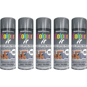 Rapide 5 x 250ml Grey Primer Spray Paint - Matt Finish for Metal, Wood & Plastic (7135) Rapide 5 x 250ml Grey Primer Spray Paint - Matt Finish for Metal, Wood & Plastic (7135)