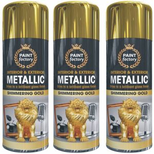 Rapide 3 x 400ml METALLIC GOLD Spray Paint Aerosol Gloss Wood Metal Plastic Rapide 3 x 400ml METALLIC GOLD Spray Paint Aerosol Gloss Wood Metal Plastic
