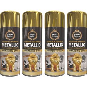 Rapide 4x400ml Metallic Gold Spray Paint Aerosol Gloss - Wood/Metal/Plastic - Indoor/Ou Rapide 4x400ml Metallic Gold Spray Paint Aerosol Gloss - Wood/Metal/Plastic - Indoor/Ou