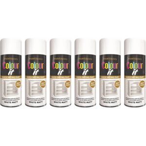 Rapide 6 x 250ml COLOUR IT WHITE MATT SPRAY PAINT CAN DIY PLASTIC METAL WOOD Rapide 6 x 250ml COLOUR IT WHITE MATT SPRAY PAINT CAN DIY PLASTIC METAL WOOD