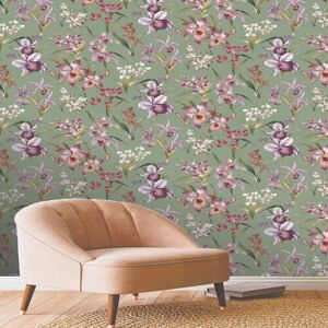 Elegant Homes (Rasch) Green Floral Orchid Wallpaper Purple Pink Exotic Tropical Leaves Rasch 283654 Elegant Homes (Rasch) Green Floral Orchid Wallpaper Purple Pink Exotic Tropical Leaves Rasch 283654