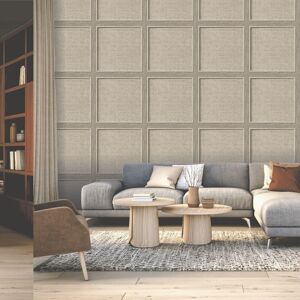 Grey 3D Panelled Wallpaper Smooth Brown Weave Wood Grain Effect Rasch 285788 Grey 3D Panelled Wallpaper Smooth Brown Weave Wood Grain Effect Rasch 285788