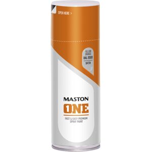Maston Spray Paint ONE Satin Yellow Orange RAL2000 400ml Multi-Surface, Quick- Maston Spray Paint ONE Satin Yellow Orange RAL2000 400ml Multi-Surface, Quick-