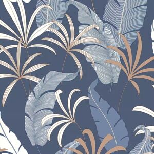 Arthouse Selago Blue Leaf Wallpaper Metallic Bronze Effect Modern Paste The Wall Arthouse Selago Blue Leaf Wallpaper Metallic Bronze Effect Modern Paste The Wall