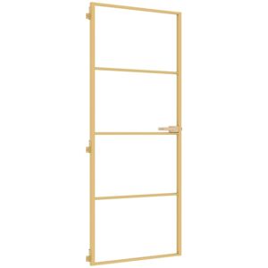 vidaXL Interior Door Slim Sliding Door Golden Tempered Glass and Aluminium vidaXL Interior Door Slim Sliding Door Golden Tempered Glass and Aluminium