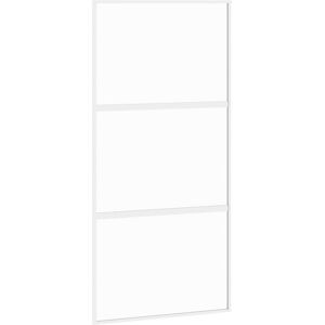 vidaXL Sliding Door Interior Barn Door White Tempered Glass and Aluminium vidaXL Sliding Door Interior Barn Door White Tempered Glass and Aluminium