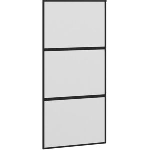 vidaXL Sliding Door Interior Barn Door Black Tempered Glass and Aluminium vidaXL Sliding Door Interior Barn Door Black Tempered Glass and Aluminium