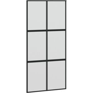 vidaXL Sliding Door Interior Barn Door Black Tempered Glass and Aluminium vidaXL Sliding Door Interior Barn Door Black Tempered Glass and Aluminium