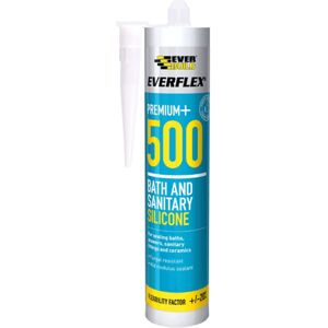 Everbuild Everflex 500 Bath and Sanitary Silicone Silicone Sealant, Manhattan Gr Everbuild Everflex 500 Bath and Sanitary Silicone Silicone Sealant, Manhattan Gr