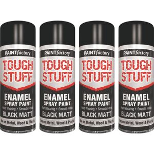 Rapide 4 x 400ML TOUGH STUFF ENAMEL BLACK MATT SPRAY PAINT METAL PLASTIC Rapide 4 x 400ML TOUGH STUFF ENAMEL BLACK MATT SPRAY PAINT METAL PLASTIC