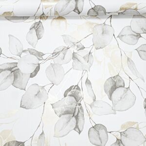 Muriva Grey Natural Floral Wallpaper White Gold Metallic Grey Eucalyptus Leaves Smooth Muriva Grey Natural Floral Wallpaper White Gold Metallic Grey Eucalyptus Leaves Smooth
