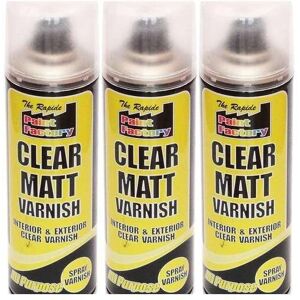 Paint Factory Clear Matt Varnish Spray 250ml 7127 (Pack of 3) for Wood, Metal, P Paint Factory Clear Matt Varnish Spray 250ml 7127 (Pack of 3) for Wood, Metal, P