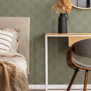 Superfresco Easy Serpentine Geometric Sage Wallpaper Superfresco Easy Serpentine Geometric Sage Wallpaper