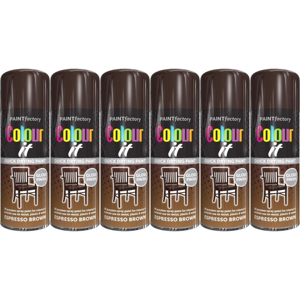 Paint Factory Colour It Quick Drying Paint Gloss Finish Espresso Brown 400ML - P Paint Factory Colour It Quick Drying Paint Gloss Finish Espresso Brown 400ML - P
