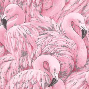 Unbranded Flamingo Wallpaper Pink Rasch 277890 - Hand-Painted Look, Mica Sheen, 10m x 53cm Unbranded Flamingo Wallpaper Pink Rasch 277890 - Hand-Painted Look, Mica Sheen, 10m x 53cm