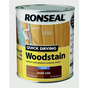 Ronseal - Quick Drying Woodstain Satin 750ml - Dark Oak Ronseal - Quick Drying Woodstain Satin 750ml - Dark Oak