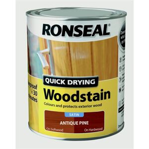 Ronseal - Quick Drying Woodstain Satin 750ml - Antique Pine Ronseal - Quick Drying Woodstain Satin 750ml - Antique Pine