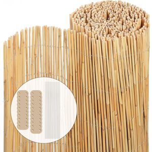 VOUNOT Natural Peeled Reed Fence 140x600cm with Fixing Clips Garden Panel Fence VOUNOT Natural Peeled Reed Fence 140x600cm with Fixing Clips Garden Panel Fence