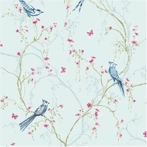 Superfresco Easy Songbird Duck Egg Tree Silhouette Butterfly Wallpaper Superfresco Easy Songbird Duck Egg Tree Silhouette Butterfly Wallpaper