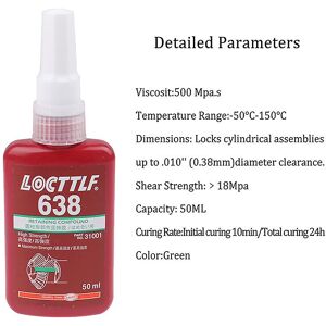 Unbranded 50ml 638 Retaining Compound Thread Locker Adhesive Glue Multi-purpose Use Unbranded 50ml 638 Retaining Compound Thread Locker Adhesive Glue Multi-purpose Use