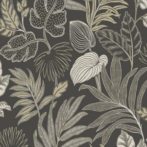 Grandeco Kew Jungle Tropical Palm Leaves Exotic Leaf Black Wallpaper Grandeco Kew Jungle Tropical Palm Leaves Exotic Leaf Black Wallpaper