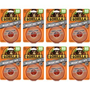 Gorilla 106107 Tough Mounting Tape 8 Pack Clear Yellow 6 Count Gorilla 106107 Tough Mounting Tape 8 Pack Clear Yellow 6 Count