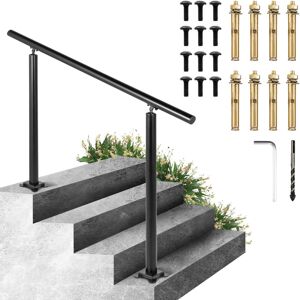 VEVOR Handrail for Outdoor Steps 3-4 Steps Black Round Outdoor Handrail Adjust VEVOR Handrail for Outdoor Steps 3-4 Steps Black Round Outdoor Handrail Adjust