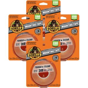 Gorilla Tough & Clear Double Sided Adhesive Mounting Tape Extra Large 1"""" x Gorilla Tough & Clear Double Sided Adhesive Mounting Tape Extra Large 1"""" x
