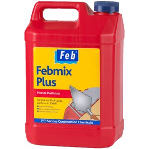 Everbuild Feb Febmix Plus Mortar Plasticiser, 5 Litre Everbuild Feb Febmix Plus Mortar Plasticiser, 5 Litre