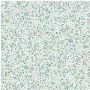 Grandeco Jack 'N Rose Liberty Floral Bunny Mint Paste The Wall Wallpaper Grandeco Jack 'N Rose Liberty Floral Bunny Mint Paste The Wall Wallpaper