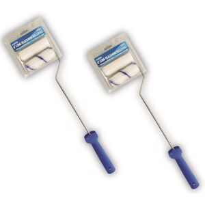 Rapide 2x Long Handle Mini Paint Rollers 4 Inch Long Reach Foam and Fabric Rapide 2x Long Handle Mini Paint Rollers 4 Inch Long Reach Foam and Fabric