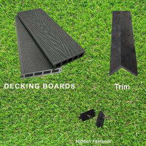 Dirty Pro Tools (Grey, 16 Square Metres) Per SQM Composite WPC Decking Boards Embossed Woodgrain Dirty Pro Tools (Grey, 16 Square Metres) Per SQM Composite WPC Decking Boards Embossed Woodgrain