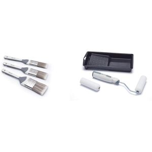 Harris Walls & Ceilings Paint Brushes, 3 Pack & Woodwork Mini Roller Set, 4in Harris Walls & Ceilings Paint Brushes, 3 Pack & Woodwork Mini Roller Set, 4in