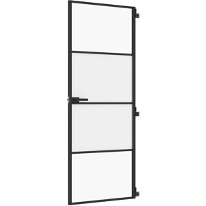 vidaXL Interior Door Slim Sliding Door Black Tempered Glass and Aluminium vidaXL Interior Door Slim Sliding Door Black Tempered Glass and Aluminium