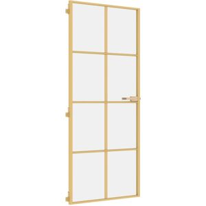 vidaXL Interior Door Slim Sliding Door Golden Tempered Glass and Aluminium vidaXL Interior Door Slim Sliding Door Golden Tempered Glass and Aluminium