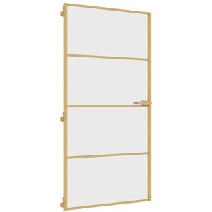 vidaXL Interior Door Slim Sliding Door Golden Tempered Glass and Aluminium vidaXL Interior Door Slim Sliding Door Golden Tempered Glass and Aluminium