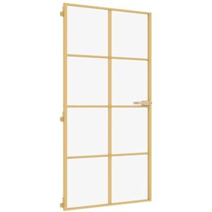 vidaXL Interior Door Slim Sliding Door Golden Tempered Glass and Aluminium vidaXL Interior Door Slim Sliding Door Golden Tempered Glass and Aluminium
