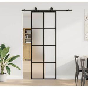 vidaXL Sliding Door with Hardware Set Black 76x205 cm ESG Glass vidaXL Sliding Door with Hardware Set Black 76x205 cm ESG Glass