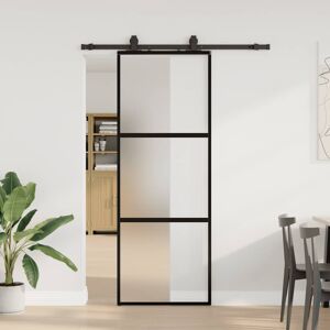 vidaXL Sliding Door with Hardware Set Black 76x205 cm Tempered Glass vidaXL Sliding Door with Hardware Set Black 76x205 cm Tempered Glass