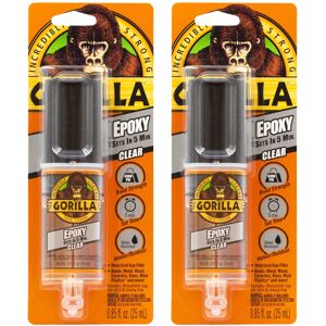 Gorilla 2 Part Epoxy 5 Minute Set .85 Ounce Syringe Clear (Pack of 2) Gorilla 2 Part Epoxy 5 Minute Set .85 Ounce Syringe Clear (Pack of 2)