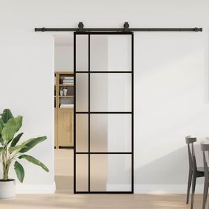 vidaXL Sliding Door with Hardware Set Black 76x205 cm ESG Glass vidaXL Sliding Door with Hardware Set Black 76x205 cm ESG Glass