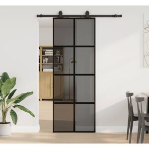 vidaXL Sliding Door with Hardware Set Black 76x205 cm Tempered Glass vidaXL Sliding Door with Hardware Set Black 76x205 cm Tempered Glass