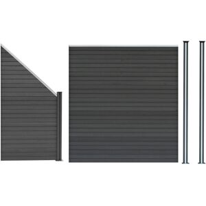 MonsterShop (Fence Panel, Angled Piece & Posts x 2 - Grey) Composite Fence Panels Corner Pie MonsterShop (Fence Panel, Angled Piece & Posts x 2 - Grey) Composite Fence Panels Corner Pie